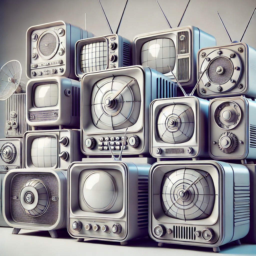 televisores vintage en un estilo retro futurista