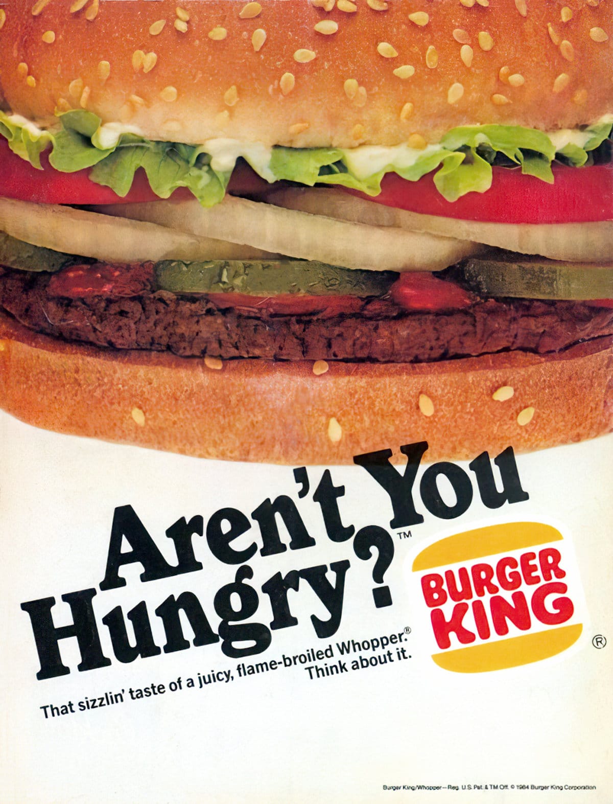 Burger King Whopper ad Arent you hungry 1984