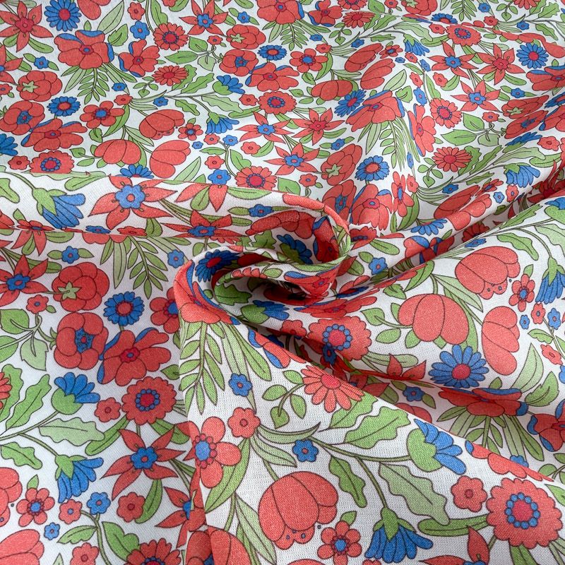 voile amapolas algodon floral estilo liberty